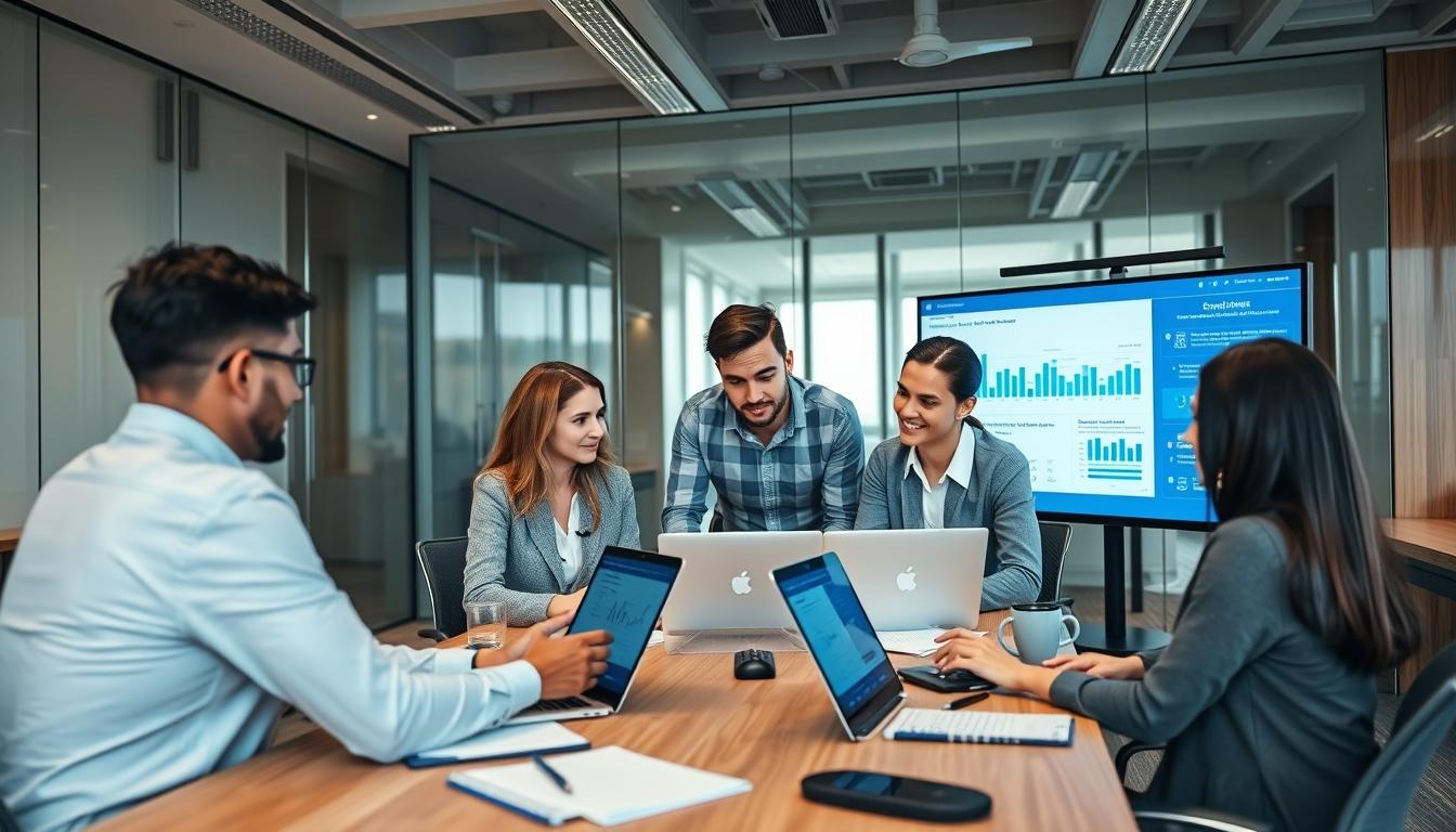 AI software company team and business technology strategy